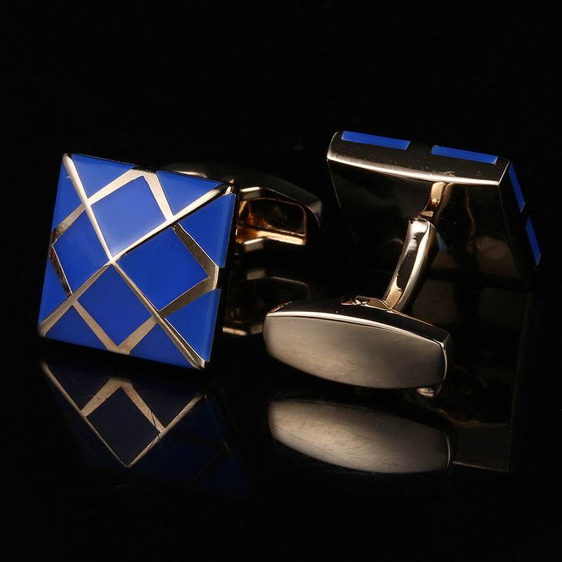 Elegant Rose Gold Blue Enamel Cufflinks - French Style Geometry 2025 - Buy Center