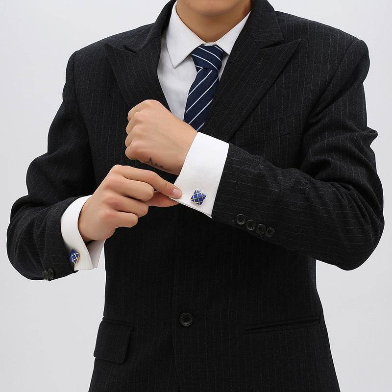 Elegant Rose Gold Blue Enamel Cufflinks - French Style Geometry 2025 - Buy Center
