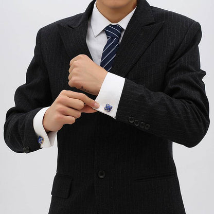 Elegant Rose Gold Blue Enamel Cufflinks - French Style Geometry 2025 - Buy Center