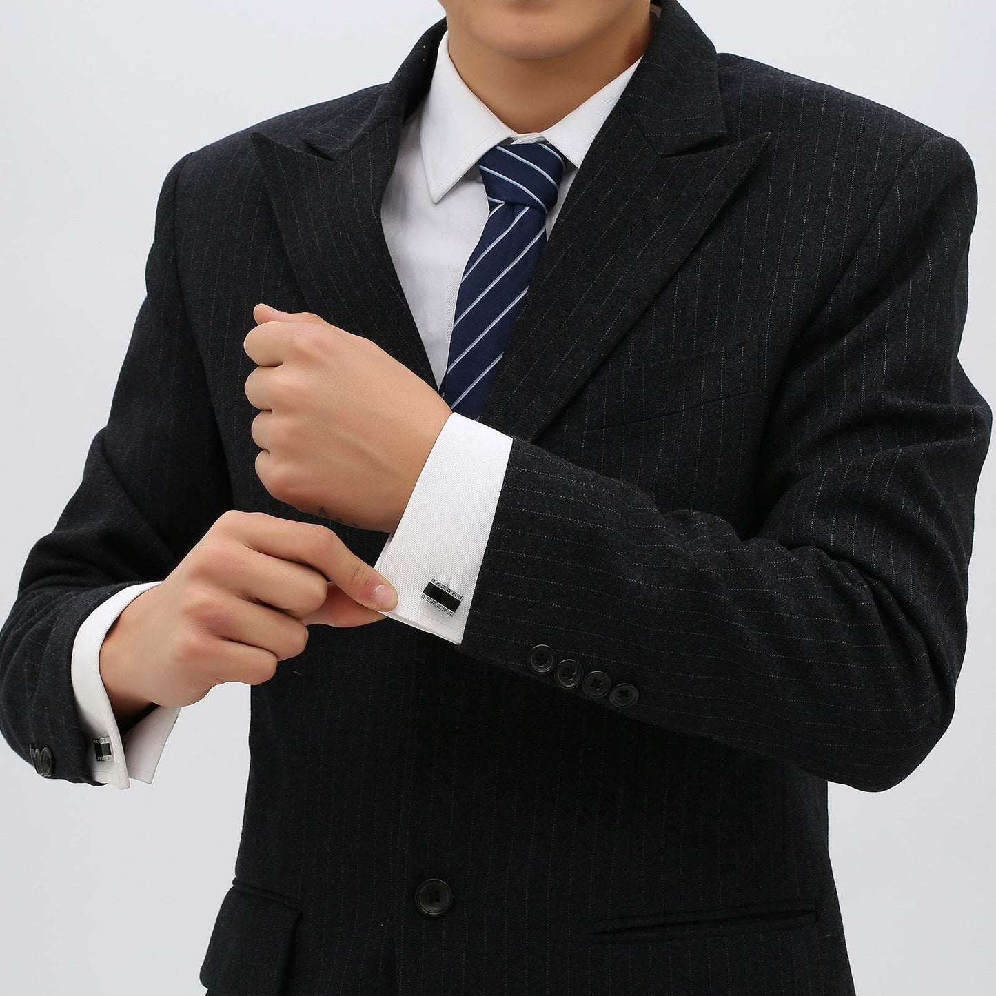 Black Enamel Men's Cufflinks - Stylish Copper Geometry Design - Buy Center