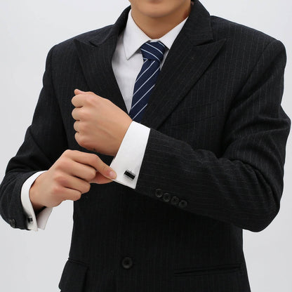 Black Enamel Men's Cufflinks - Stylish Copper Geometry Design - Buy Center