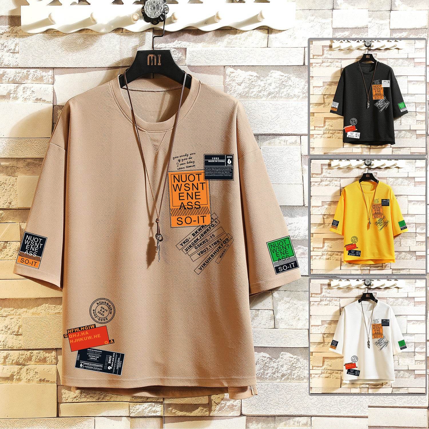 Men's Geometric Printed Short Sleeve Tee - Trendy Round Neck Shirt 2025 - Buy Center