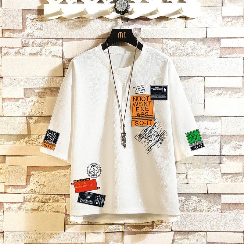 Men's Geometric Printed Short Sleeve Tee - Trendy Round Neck Shirt 2025 - Buy Center