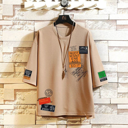 Men's Geometric Printed Short Sleeve Tee - Trendy Round Neck Shirt 2025 - Buy Center