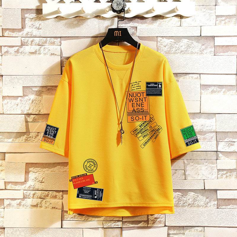 Men's Geometric Printed Short Sleeve Tee - Trendy Round Neck Shirt 2025 - Buy Center