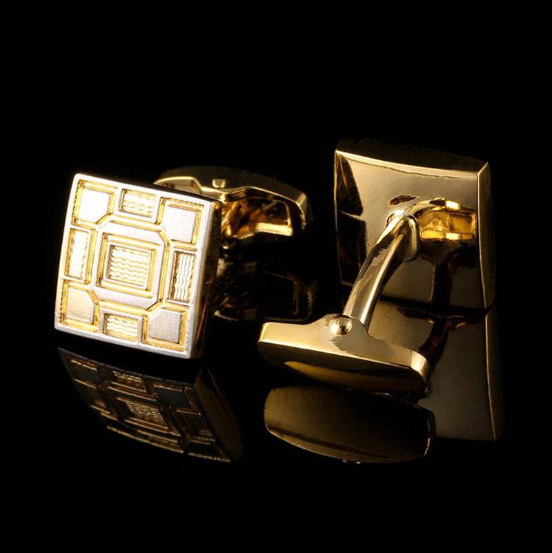 High-Quality Men's Cuff Links - Gold with White Crystal Detail 2025 - Buy Center