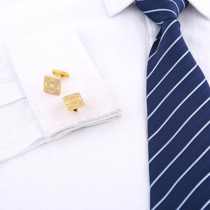 High-Quality Men's Cuff Links - Gold with White Crystal Detail 2025 - Buy Center