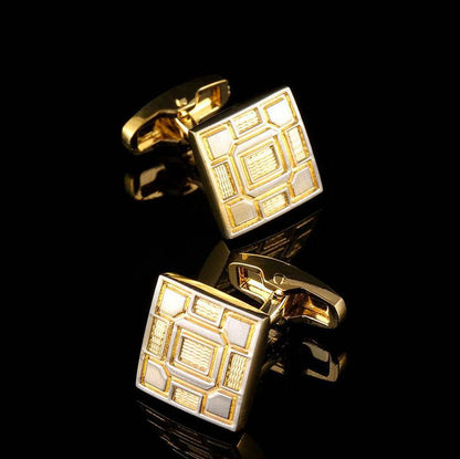 High-Quality Men's Cuff Links - Gold with White Crystal Detail 2025 - Buy Center