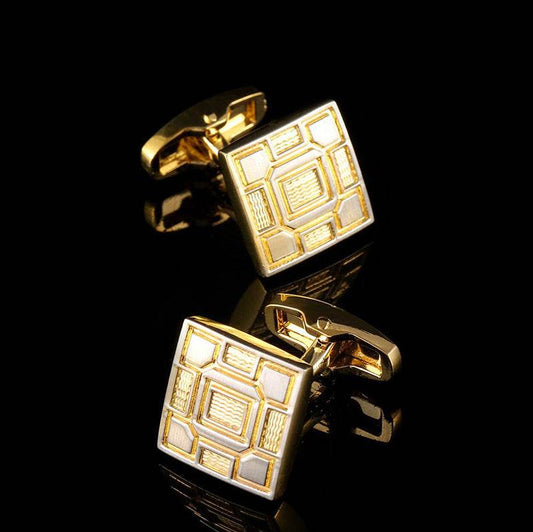 High-Quality Men's Cuff Links - Gold with White Crystal Detail 2025 - Buy Center