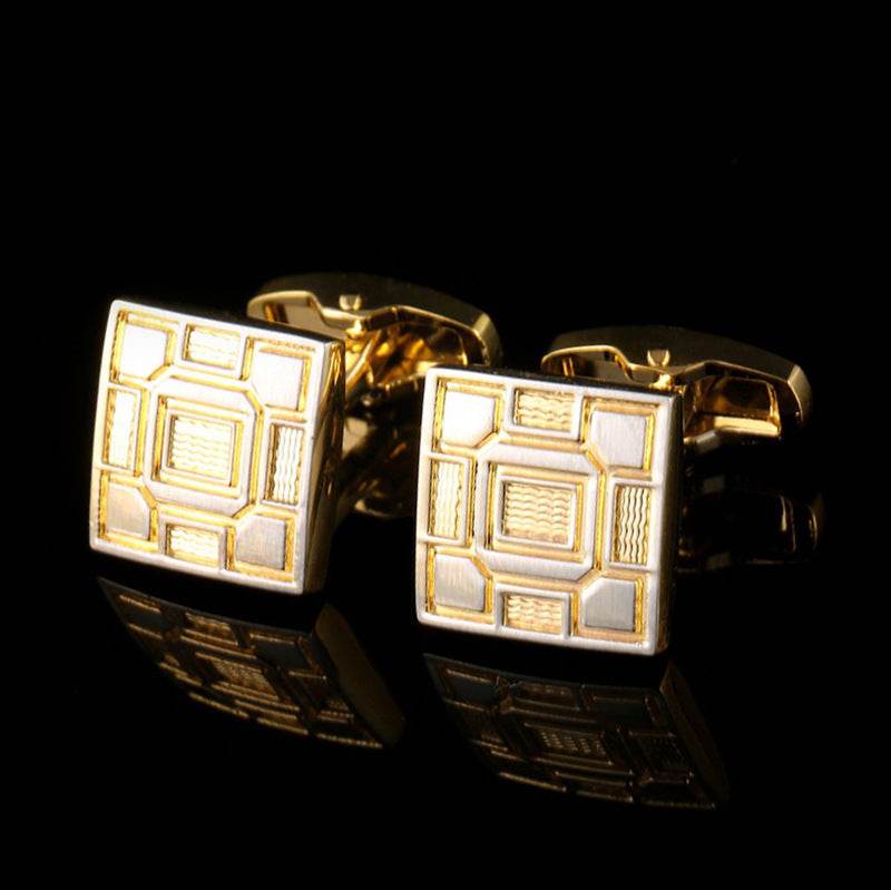 High-Quality Men's Cuff Links - Gold with White Crystal Detail 2025 - Buy Center