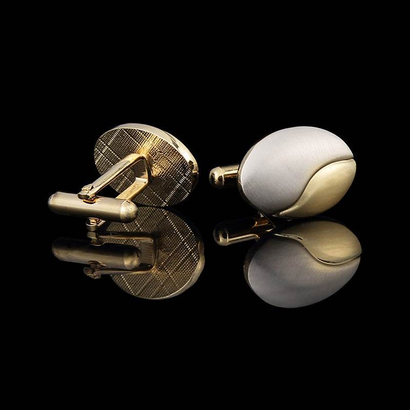 Two-Tone Men's Cufflinks - Gold Brushed Geometric Style for Modern Elegance - Buy Center