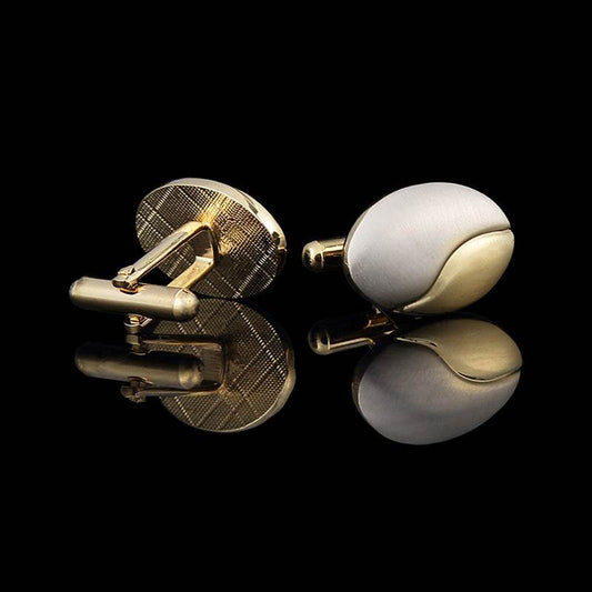 Two-Tone Men's Cufflinks - Gold Brushed Geometric Style for Modern Elegance - Buy Center