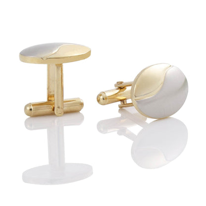 Two-Tone Men's Cufflinks - Gold Brushed Geometric Style for Modern Elegance - Buy Center