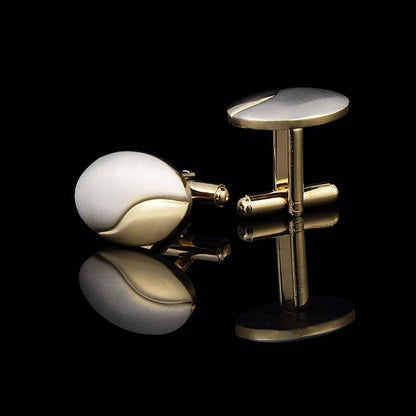Two-Tone Men's Cufflinks - Gold Brushed Geometric Style for Modern Elegance - Buy Center