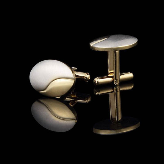 Two-Tone Men's Cufflinks - Gold Brushed Geometric Style for Modern Elegance - Buy Center