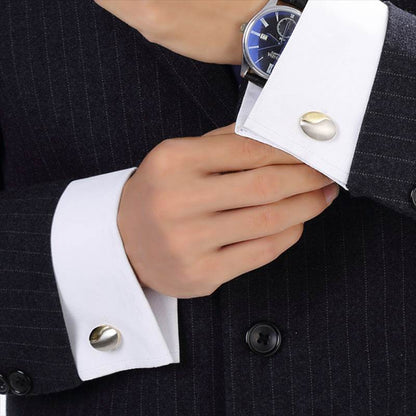 Two-Tone Men's Cufflinks - Gold Brushed Geometric Style for Modern Elegance - Buy Center