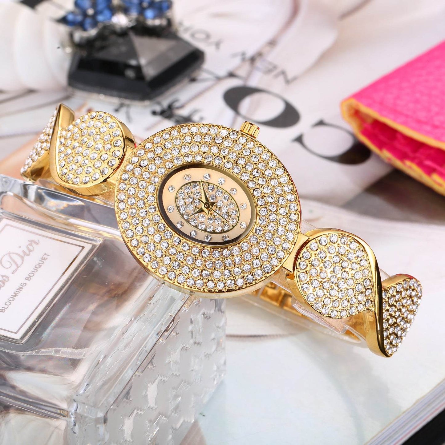 Women's Gold Diamond Bracelet - Elegant Creative Watch, Waterproof 10m - Buy Center