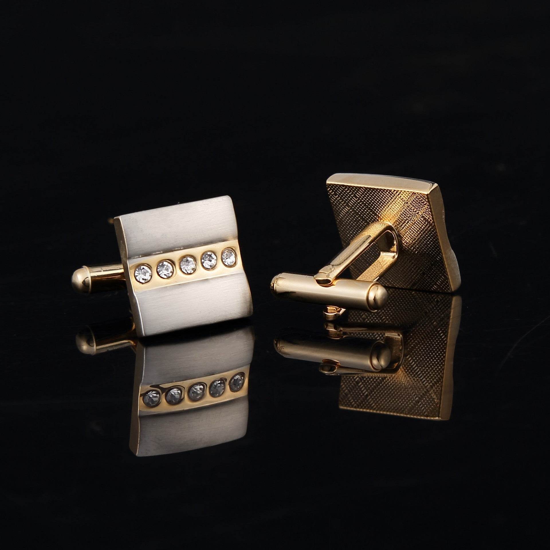 Two-Tone Brushed Metal Copper Cufflinks - Stylish Geometric Design for Men - Buy Center