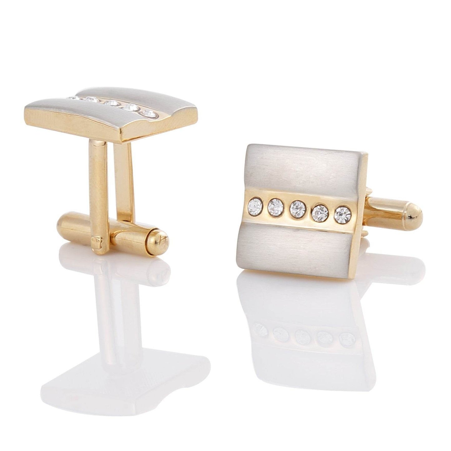 Two-Tone Brushed Metal Copper Cufflinks - Stylish Geometric Design for Men - Buy Center