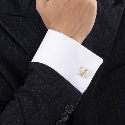 Two-Tone Brushed Metal Copper Cufflinks - Stylish Geometric Design for Men - Buy Center