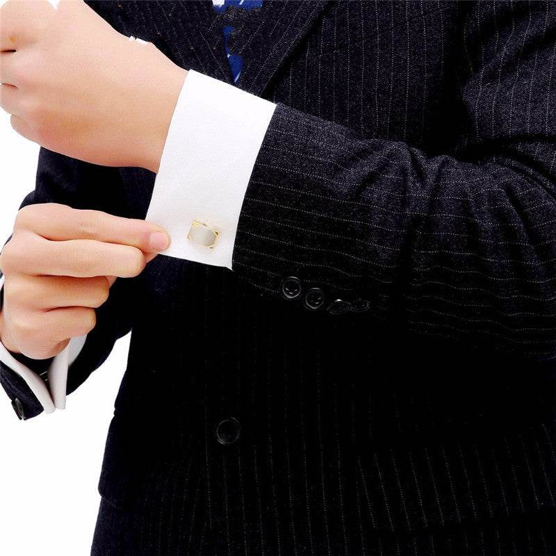 Elegant Two-Color Gold Plated Cufflinks for Men - Modern Geometric Design - Buy Center