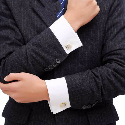 Elegant Two-Color Gold Plated Cufflinks for Men - Modern Geometric Design - Buy Center