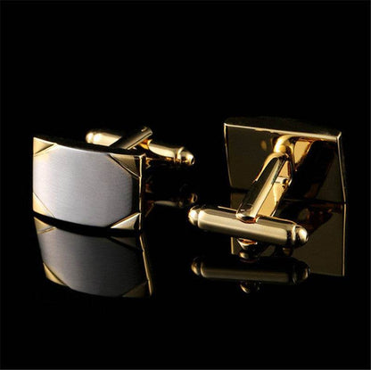 Elegant Two-Color Gold Plated Cufflinks for Men - Modern Geometric Design - Buy Center