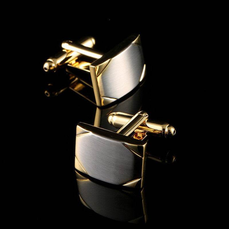 Elegant Two-Color Gold Plated Cufflinks for Men - Modern Geometric Design - Buy Center