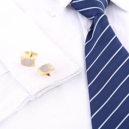 Elegant Two-Color Gold Plated Cufflinks for Men - Modern Geometric Design - Buy Center