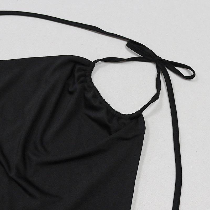 Buycenter Women's Lace-Up Halter Neck Long Skirt - Elegant Evening Dress - Buy Center