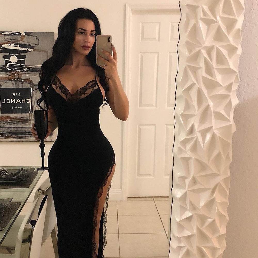 Buycenter New Deep V Slit Dress - Sexy Lace Evening Dress for Summer - Buy Center
