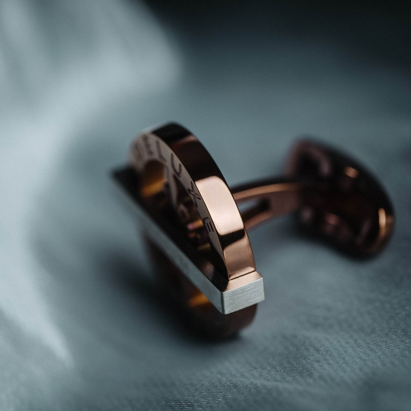 Retro Men's Cufflinks in Chocolate Steel - Elegant French Cuff Design - Buy Center