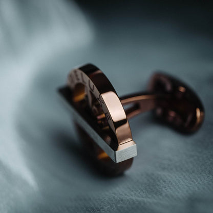 Retro Men's Cufflinks in Chocolate Steel - Elegant French Cuff Design - Buy Center
