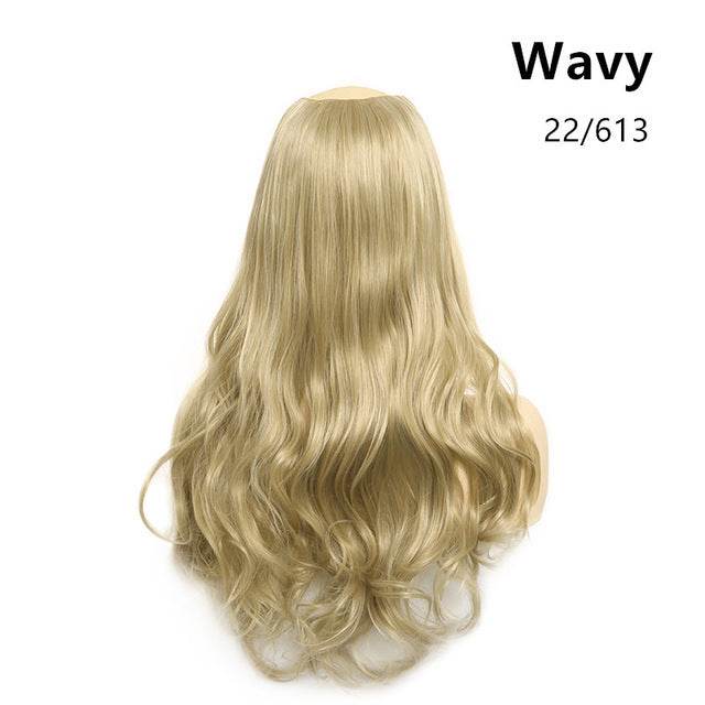 Wavy U Part Clip-In Synthetic Wig - Long Blonde & Black Style 2025 - Buy Center