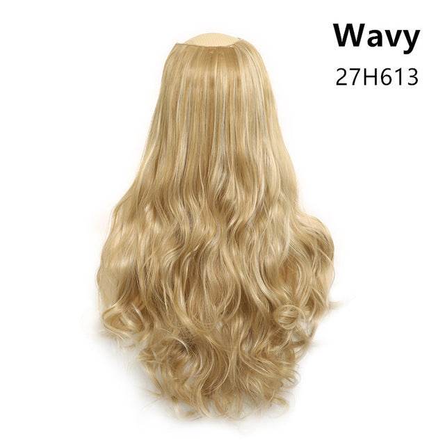 Wavy U Part Clip-In Synthetic Wig - Long Blonde & Black Style 2025 - Buy Center