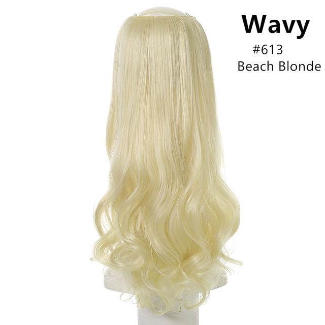 Wavy U Part Clip-In Synthetic Wig - Long Blonde & Black Style 2025 - Buy Center