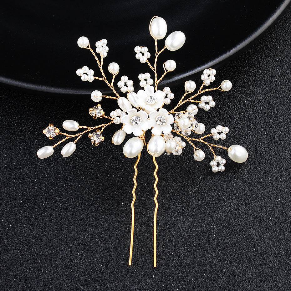 Elegant Pearl Rhinestone Wedding Hairpin - Timeless Bridal Accessory - Buy Center