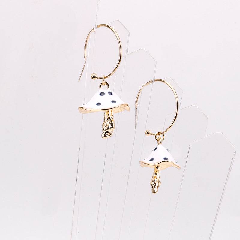 Buy Center Multicolor Oil Dripping Mushroom Earrings - Unique Metal Design - Buy Center
