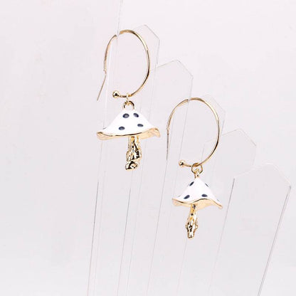 Buy Center Multicolor Oil Dripping Mushroom Earrings - Unique Metal Design - Buy Center