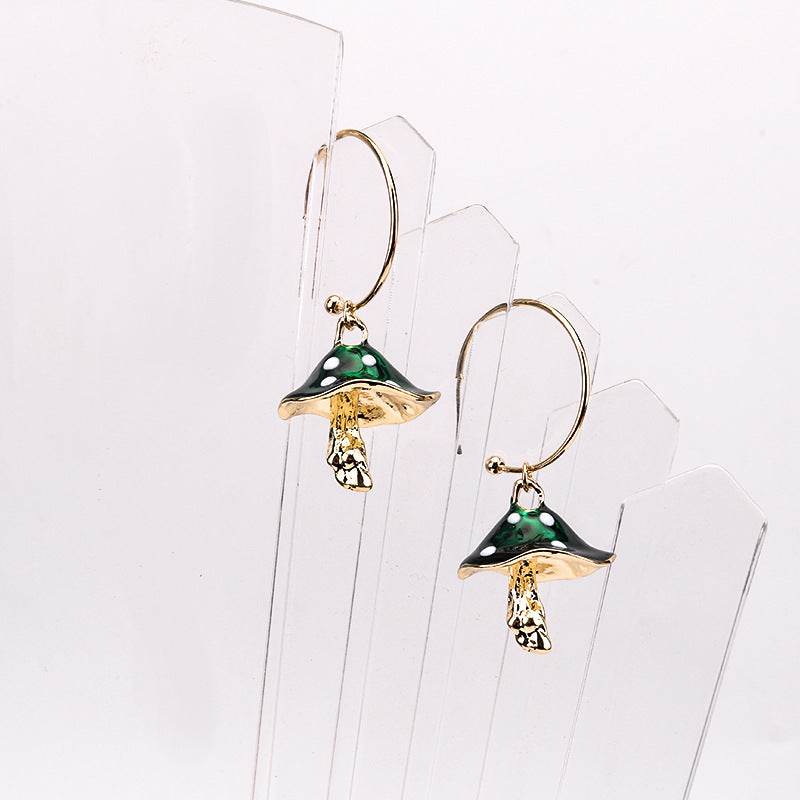 Buy Center Multicolor Oil Dripping Mushroom Earrings - Unique Metal Design - Buy Center