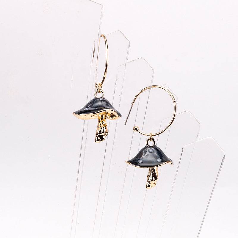 Buy Center Multicolor Oil Dripping Mushroom Earrings - Unique Metal Design - Buy Center