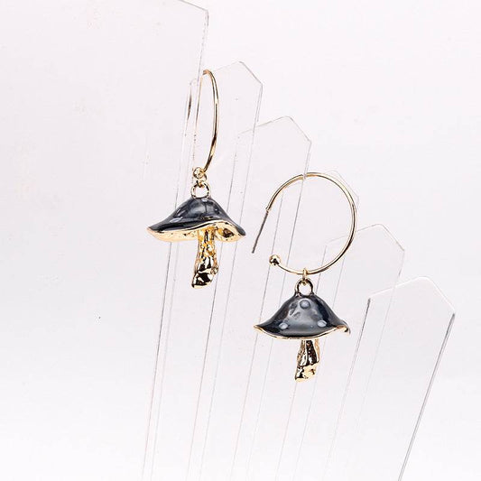 Buy Center Multicolor Oil Dripping Mushroom Earrings - Unique Metal Design - Buy Center
