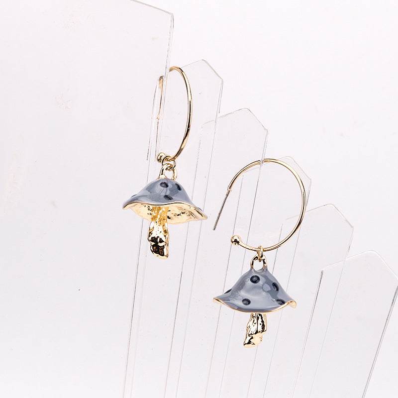 Buy Center Multicolor Oil Dripping Mushroom Earrings - Unique Metal Design - Buy Center