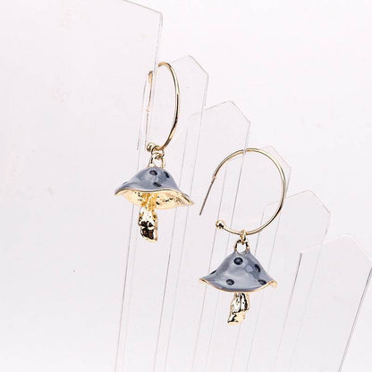 Buy Center Multicolor Oil Dripping Mushroom Earrings - Unique Metal Design - Buy Center