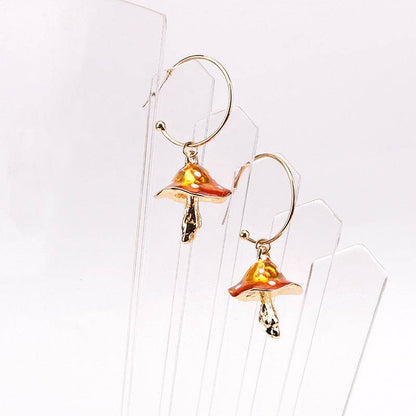 Buy Center Multicolor Oil Dripping Mushroom Earrings - Unique Metal Design - Buy Center