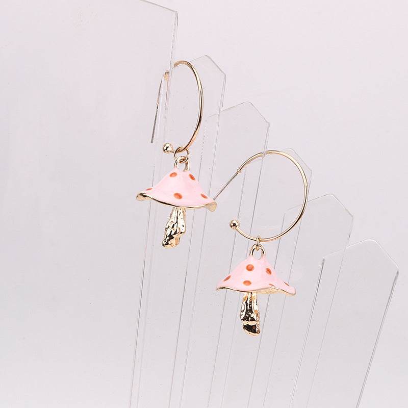 Buy Center Multicolor Oil Dripping Mushroom Earrings - Unique Metal Design - Buy Center