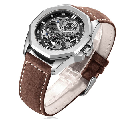 Buycenter Hollow Automatic Leather Belt Watch - Waterproof & Luminous - Buy Center