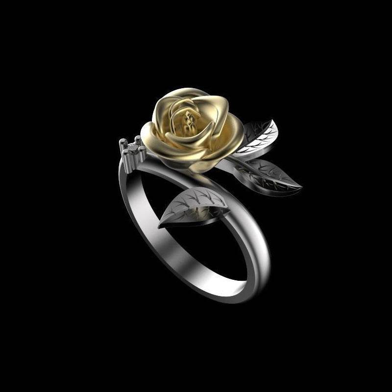 Elegant Flower Engagement Ring - Alloy with Diamond-Style Inlay 2025 - Buy Center