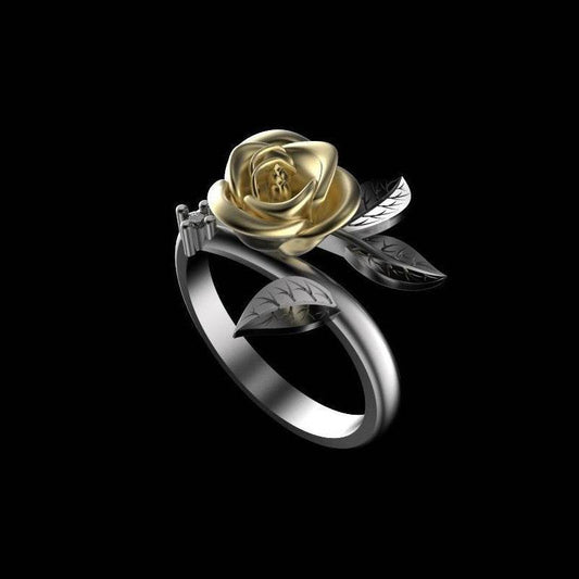 Elegant Flower Engagement Ring - Alloy with Diamond-Style Inlay 2025 - Buy Center