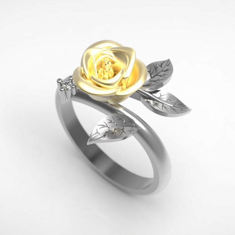 Elegant Flower Engagement Ring - Alloy with Diamond-Style Inlay 2025 - Buy Center